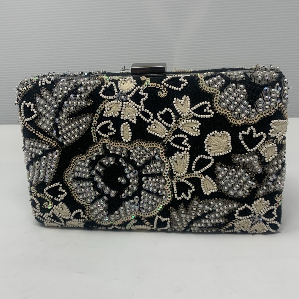 Gianni bini hand beaded embroidery floral cross body clutch bag purse